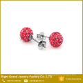 6mm 316L Edelstahl rot Shamballa Ohrringe kubischer Zirkon Ohrstecker